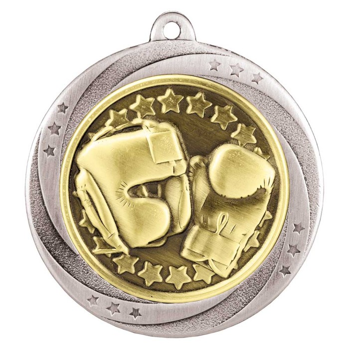 SILVER 60MM BOXING SUPER STAR MEDAL